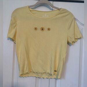 Hollister Yellow Sunflower Baby Tee - Size Medium